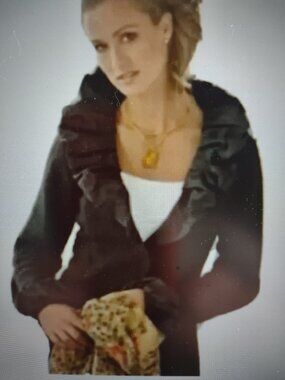 Soft Surroundings boiled wool cardigan jacket with ruffle collar cuffs - NWT - M